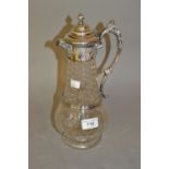 19th Century silver plated and cut glass pedestal claret jug Good condition, no chips, just wear