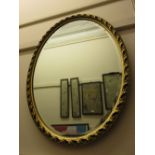 20th Century oval gilt framed wall mirror