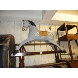 Small early 20th Century grey painted wooden rocking horse