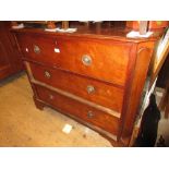 Victorian mahogany chest, the moulded top above a secretaire drawer with two further long drawers