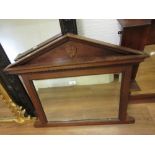 Small early 20th Century oak arched top overmantel mirror