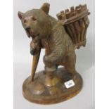 19th Century Black Forest carved wooden standing bear decanter stand, 12ins high