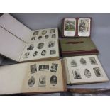 Four albums of early Ogdens cigarette cards, an album of Kings cigarette photo cards and a small