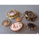 Bag containing a small quantity of various Victorian and later gold plated lockets and brooches