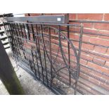 Modern black painted iron garden gate in Art Deco style, 66ins high, 38ins wide