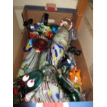 Quantity of various Murano glassware including: fish and clowns