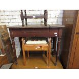 Small late Victorian mahogany writing table with a triple hinged cover enclosing a fitted