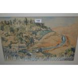 Pair of 20th Century pen and watercolour, scenes in the South of France, indistinctly signed,