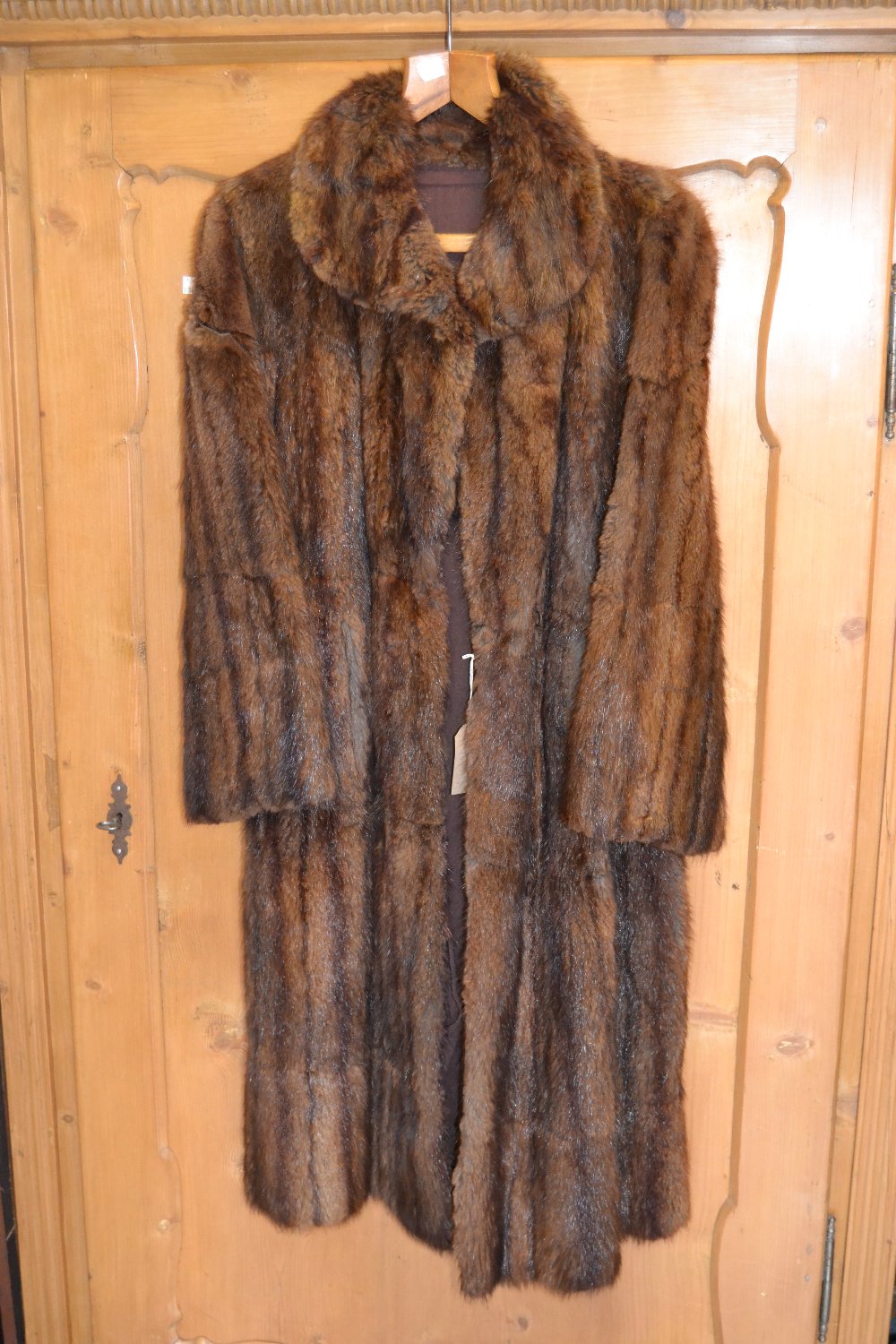 Ladies dark brown three quarter length fur coat