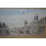 D.A. Atkins, ink and watercolour, view at Whitehall, London, signed, 8ins x 13.5ins, framed