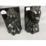 Pair of African carved hardwood bookend figures