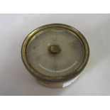 Steward gilt brass cased circular thermometer / barometer (thermometer at fault), 2.5ins diameter