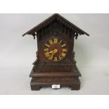 19th Century Swiss cuckoo mantel clock, the two train movement striking on a gong (minus pendulum)