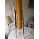 Mid 20th Century teak and composition floor lamp on tripod stand