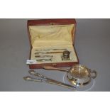 Continental silver writing and sealing set in a fitted leather case, together with a pair of