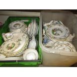 Two boxes containing a large quantity of dinnerware, Copeland Spode Chelsea pattern including dinner