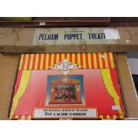 Early lightweight Pelham puppet theatre in original box, together with a later Pelham puppet theatre