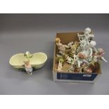 Collection of Naples and other similar Continental porcelain figures of putti and cherubs