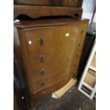 Reproduction walnut fronted chest of five drawers with cabriole supports