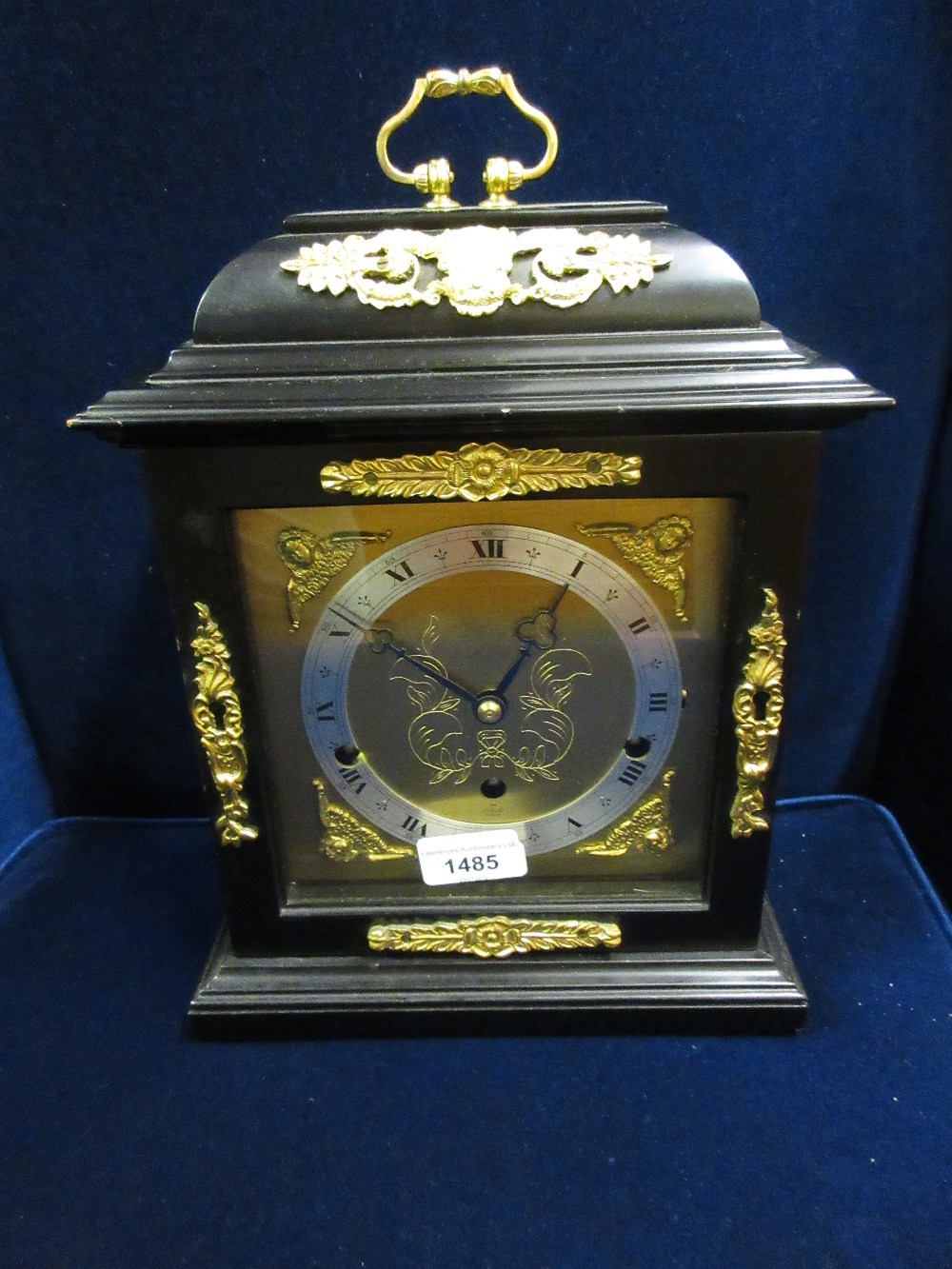 Good quality reproduction ebonised and gilt brass mounted bracket clock by Elliott of London for