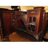 Edwardian mahogany chiffonier with drawers, doors and an alcove on cabriole supports