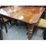 Victorian mahogany pull-out extending dining table, the moulded top above a moulded frieze raised on