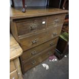 Late 19th or early 20th Century ash chest of two short and three long drawers