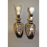 Pair of early 20th Century cloisonne baluster form vases, later converted to table lamps
