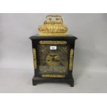 Ebonised and ebony veneered table or bracket clock, the gilt brass dial with silvered chapter