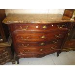 19th Century French rosewood commode, the flecked rouge marble top above four drawers with cast