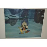 1930's / 40's Film still from Pinocchio of Jiminy Cricket in the snow, 8ins x 10ins, unframed,