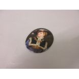 19th Century oval porcelain plaque, handpainted with a head and shoulder portrait of a lady in a