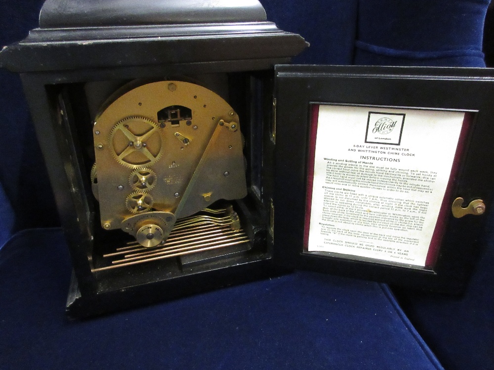 Good quality reproduction ebonised and gilt brass mounted bracket clock by Elliott of London for - Image 2 of 2