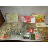 Eight various wooden jigsaw puzzles, small quantity of vintage playing cards and two games