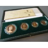 U.K, 1980 gold proof coin set comprising: five pounds, two pounds, sovereign and half sovereign,