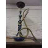Mid 20th Century middle Eastern glass and metal hookah pipe