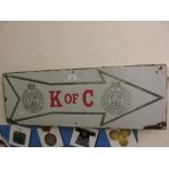 Canadian Knights of Columbus war services enamel sign