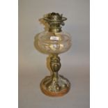 Brass and clear glass oil lamp