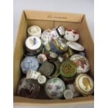 Collection of various ceramic and enamel trinket boxes