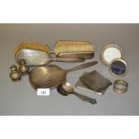 Five piece silver backed dressing table set, together with a quantity of other small silver and