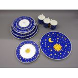 Paloma Picasso for Villeroy and Boch pair of sun moon and stars pattern porcelain plates together