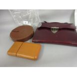 Leather cigar case, collar case and a writing case