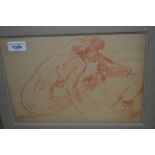 Sepia chalk drawing, female figure studies, signed A. Andre, 9ins x 12ins