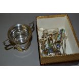 Birmingham silver two handled trophy cup, quantity of silver and plated souvenir collectors spoons