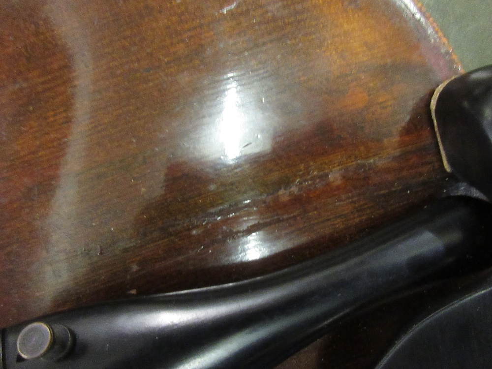 Antique violin with 14.25in one piece back bearing various labels including Houvenel Paris and - Image 11 of 16