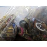 Seven bags containing a large quantity of various costume jewellery
