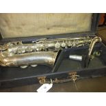 Silver plated saxophone inscribed to the bell Rene Guenot, A Douchet and Cie, 35 Rue Claval,