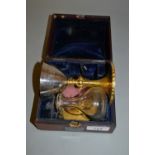 19th Century silver plated and gilded three piece travelling communion set in fitted leather case