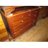 Victorian mahogany straight front chest of two short and three long drawers with knob handles