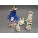Modern Royal Doulton ' Pretty Ladies ' series figure in original box, together with four other small